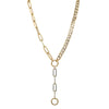 Mixed Chain Paperclip & Cuban Link Lariat Necklace with Charm Holders  14K Yellow Gold 18" Length 3" Drop 2 Charm Holders: 0.48" Diameter
