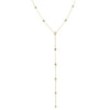 Marquis Diamond & Round Emerald Lariat Necklace   14K Yellow Gold 0.20 Marquis Diamond Carat Weight  0.35 Emerald Carat Weight 5.0" Long Drop  16"-18" Adjustable Length 