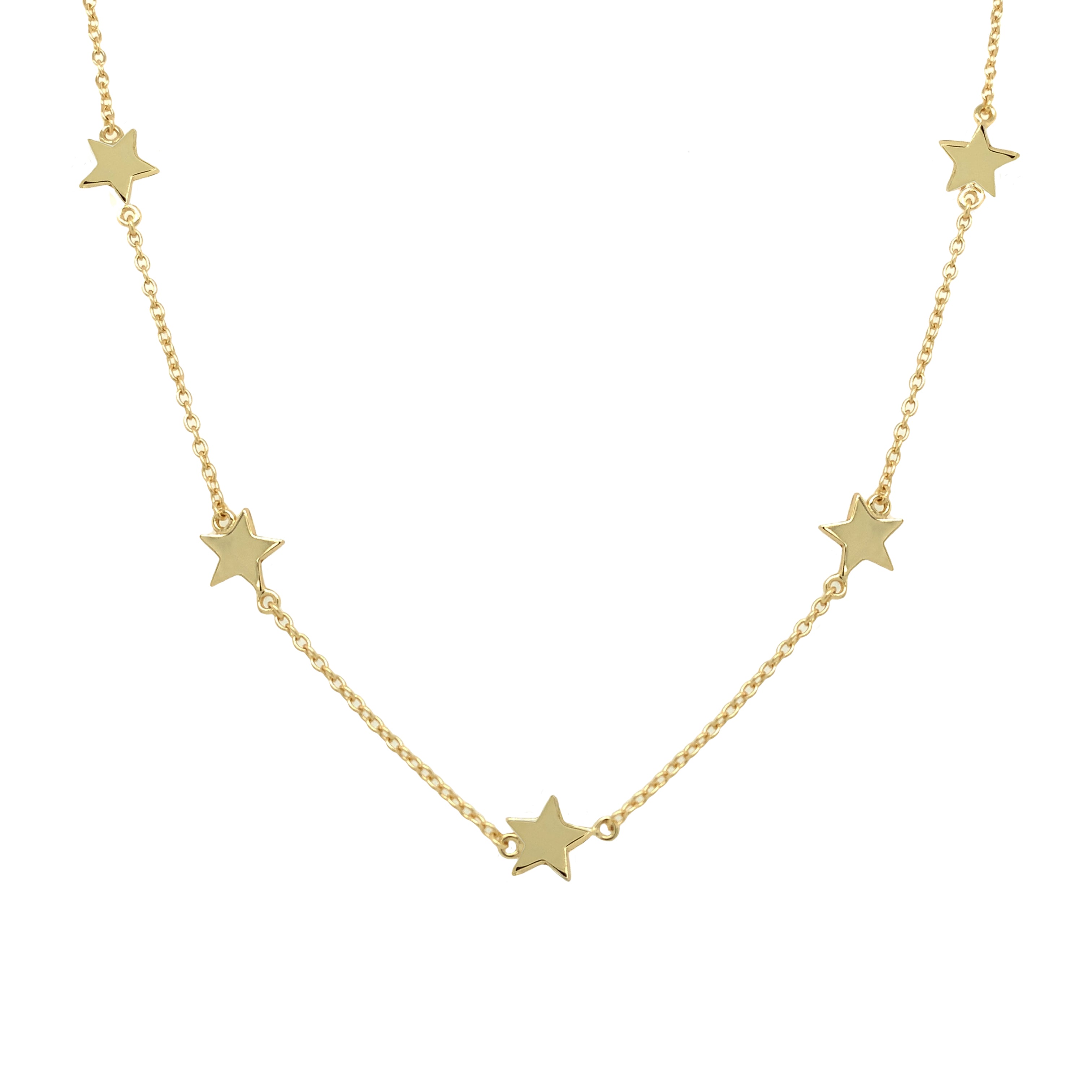 Star Choker Necklace  • Yellow Gold Plated • 12-16" Long • 6 Stars