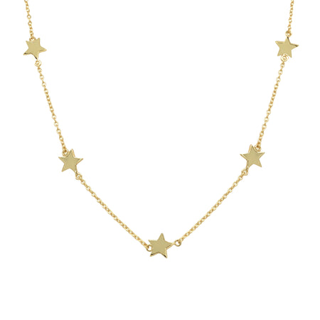 Star Choker Necklace  • Yellow Gold Plated • 12-16" Long • 6 Stars