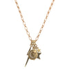 Moon, Star, Lightning Bolt Charm Necklace  Yellow Gold Plated 18" Length