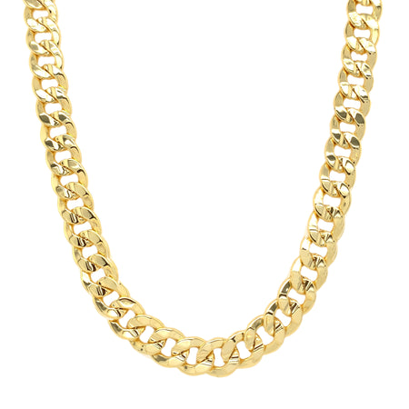 Cuban Link Chain Choker Necklace  Yellow Gold Plated 8MM Wide X 13-15" Long view 1