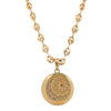 Yellow Gold Over Silver Pave Moon and Star Necklace on Anchor Chain  Yellow Gold Plated Over Silver Pave Set CZs 16" Long