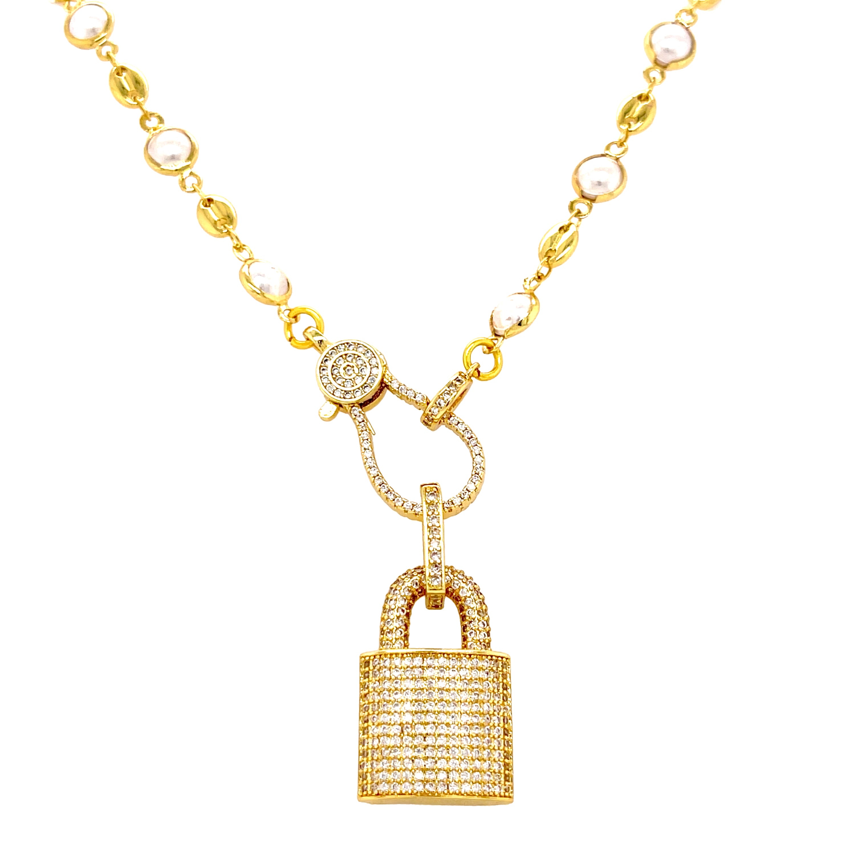 Love Padlock and Key Sparkle Chain Necklace