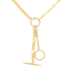 Mixed Gold Chains on Toggle Lariat Necklace Yellow Gold Plated Cubic Zirconia 18" Length Drop: 3.25" Length