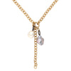 Grey and White Baroque Pearl Charm Chain Necklace with Openable Charm Holder   Yellow Gold Plated over Silver and Diamond Charm Bails Chain: 34" Long Charm Holder: 0.72" Diameter Links: 0.32" Diameter