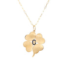 Pave Blue Sapphire Letter Large Clover Chain Necklace  14K Yellow Gold Sapphire Carat Weight depends on the letter Chain: 20" Length Clover: 1.55" Length X 1.34" Width Letter: 0.30" Length X 0.30" Width