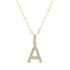 Letter A Gold Plated CZ Initial Necklace on a Paperclip Chain  Yellow Gold Plated Charm: 0.75" Long Prong Set CZs 18" Long