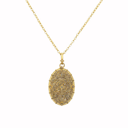  Rose Cut Diamond Pendant Necklace  Yellow Gold Plated over Silver  2.95 Diamond Carat Weight  Pendant: 2.58" Length X 1.33" Width  Chain: 26.5"-29.5" Long 