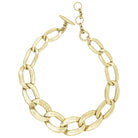 Chunky Flat Wide Link Necklace  14K Green Gold Over Silver