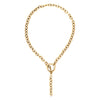 Gold Plated Toggle Lariat Chain Necklace  Yellow Gold Plated 23" Long Ring: 1.14" Diameter Chain: 0.42" Thick