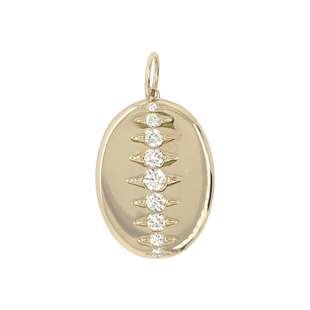 Diamond Etched Linear Oval Charm  14K Yellow Gold 0.63 Diamond Carat Weight 1.00" Long X 0.75" Wide view 1