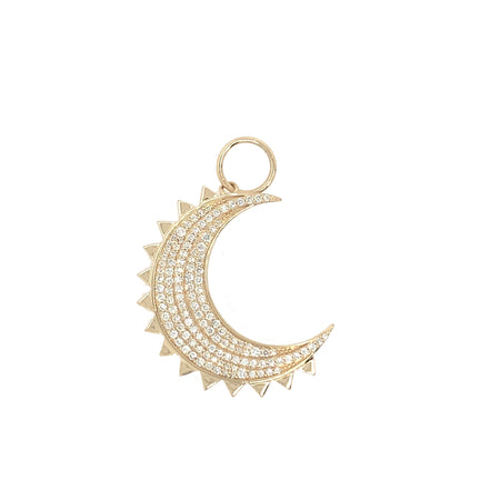 Pave Diamond Moon With Spike Charm  14K Yellow Gold 0.60 Diamond Carat Weight 1.12" Long X 0.90" Wide view 1