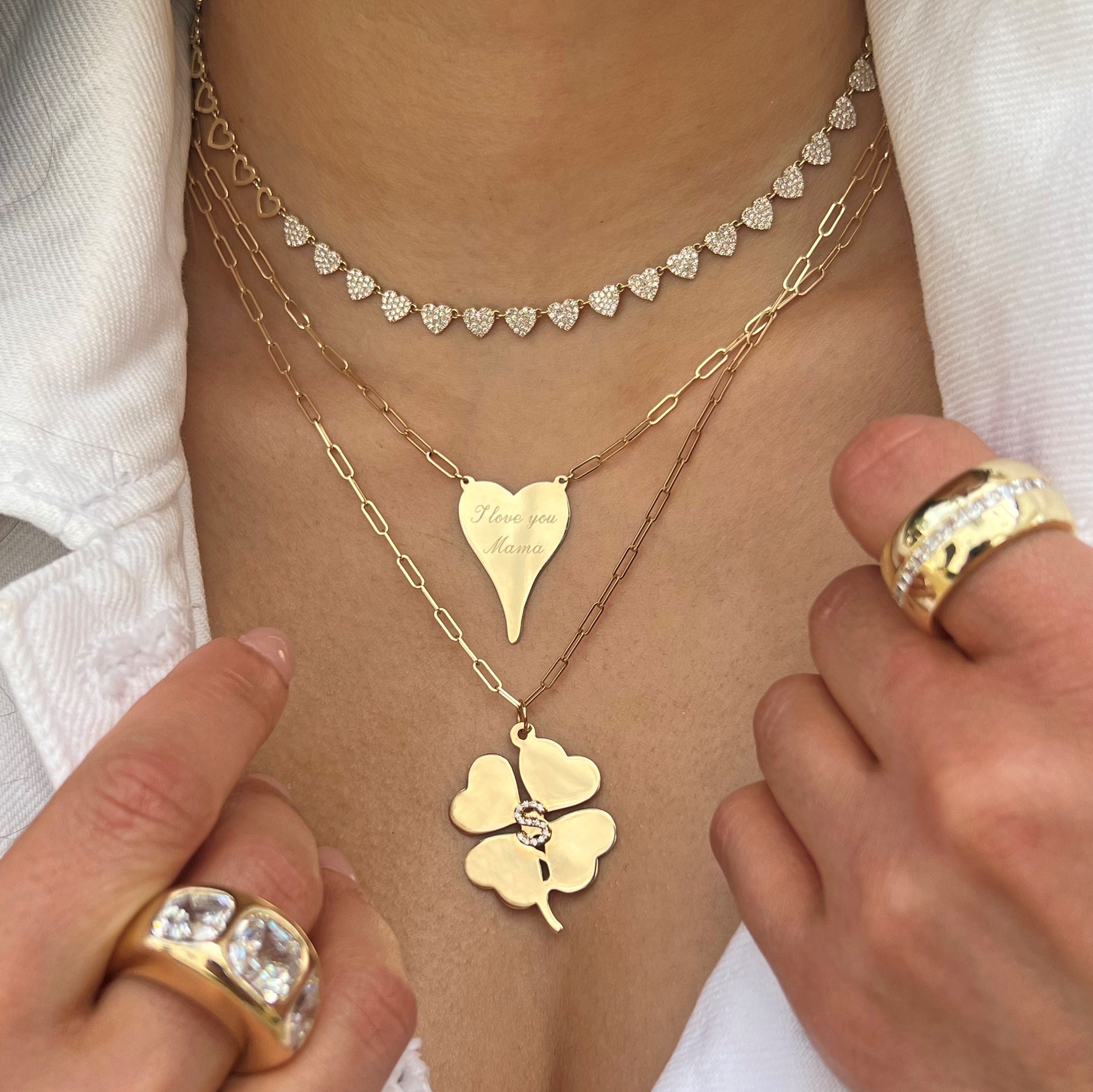 Diamond Clover Onyx & Diamond Pendant Necklace in 14k Yellow Gold (1/4 -  Lambert Jewelers