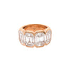 Diamond Emerald Cut 4 Station Band Ring  18K Rose Gold 3.90 Diamond Carat Weight 0.48" Thick Adjustable Spring Bar Inside  Fit Ring Size 6-8