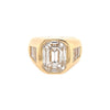 Diamond Composite Octagon with Baguette Side Ring  14K Yellow Gold 3.88 Diamond Carat Weight Adjustable Spring Bar Inside Fits size 6-8