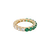 Round Half Diamond & Emerald Band Ring  14K Yellow Gold 1.90 Diamond Carat Weight 1.97 Emerald Carat Weight 0.14" Thick