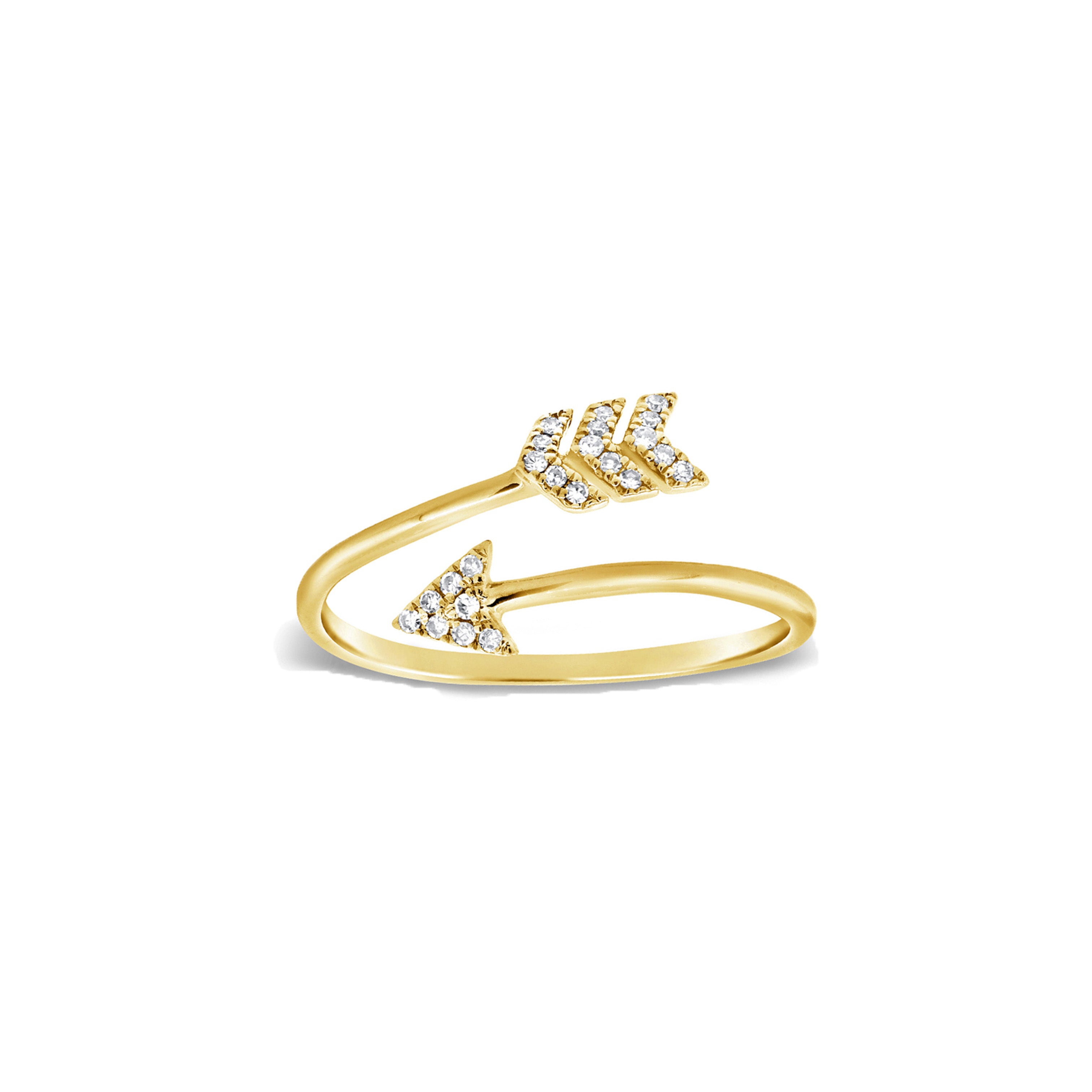 Diamond Arrow Twist Ring   14K Yellow Gold  0.06 Diamond Carat Weight  0.16" Width