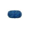 Blue Dome Ring White Gold Plated Blue Cubic Zirconia 0.30" Width