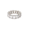 Emerald Cut Eternity Ring Band  White Gold Plated Over Silver Cubic Zirconia 0.24" Width