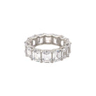 Emerald Cut Eternity Ring Band  White Gold Plated Over Silver Cubic Zirconia 0.24" Width