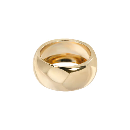 Wide Dome Band Ring   Yellow Gold Plated 0.37" Width view 1