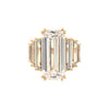Long Emerald Cut Ring  Yellow Gold Plated Over Silver CZ Center Stone: 0.75" Long X 0.50" Wide 3 descending stones on each side