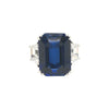 Faux Sapphire Emerald Cut With Trapezoids CZ Ring  White Gold Plated Over Silver 0.7" Long X 0.8" Wide