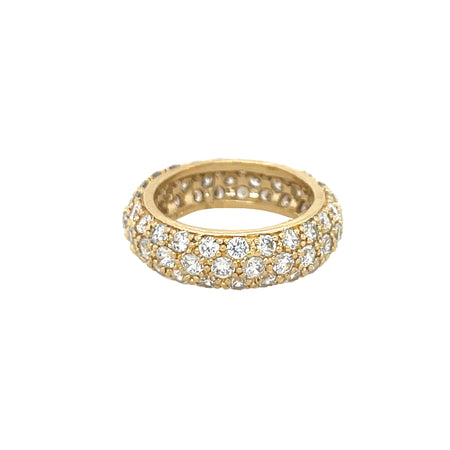 Pave CZ 3 Layer Eternity Ring  Yellow Gold Plated Over Silver 0.23" Thick