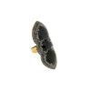 Black & Diamond Spinnel Knuckle Ring  14K Oxidized & Yellow Gold Plated Over Silver  0.93 Diamond Carat Weight