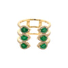 Pave Diamond & Emerald 3 Row Ring  14K Yellow Gold 0.30 Diamond Carat Weight 0.86 Emerald Carat Weight 0.50" High