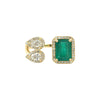 14K Gold Diamond Teardrop & Emerald Open Ring  14K Yellow Gold 0.46 Diamond Carat Weight 1.78 Emerald Carat Weight 0.72" Long X 0.40" Wide