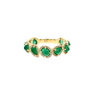 Pave Diamond & Emerald Ring  14K Yellow Gold 0.32 Diamond Carat Weight 1.73 Emerald Carat Weight 0.23" Width