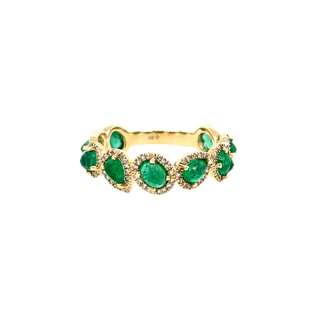 Pave Diamond & Emerald Ring  14K Yellow Gold 0.32 Diamond Carat Weight 1.73 Emerald Carat Weight 0.23" Width view 1