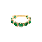 Pave Diamond & Emerald Ring  14K Yellow Gold 0.32 Diamond Carat Weight 1.73 Emerald Carat Weight 0.23" Width