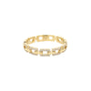 Pave Diamond Rectangle Chain Link Ring  14K Yellow Gold 0.13 Diamond Carat Weight 0.14" Thick