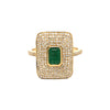 14K Gold Diamond & Emerald Art Deco Ring  14K Yellow Gold 0.48 Diamond Carat Weight 0.55 Emerald Carat Weight 0.65" Long X 0.5" Wide