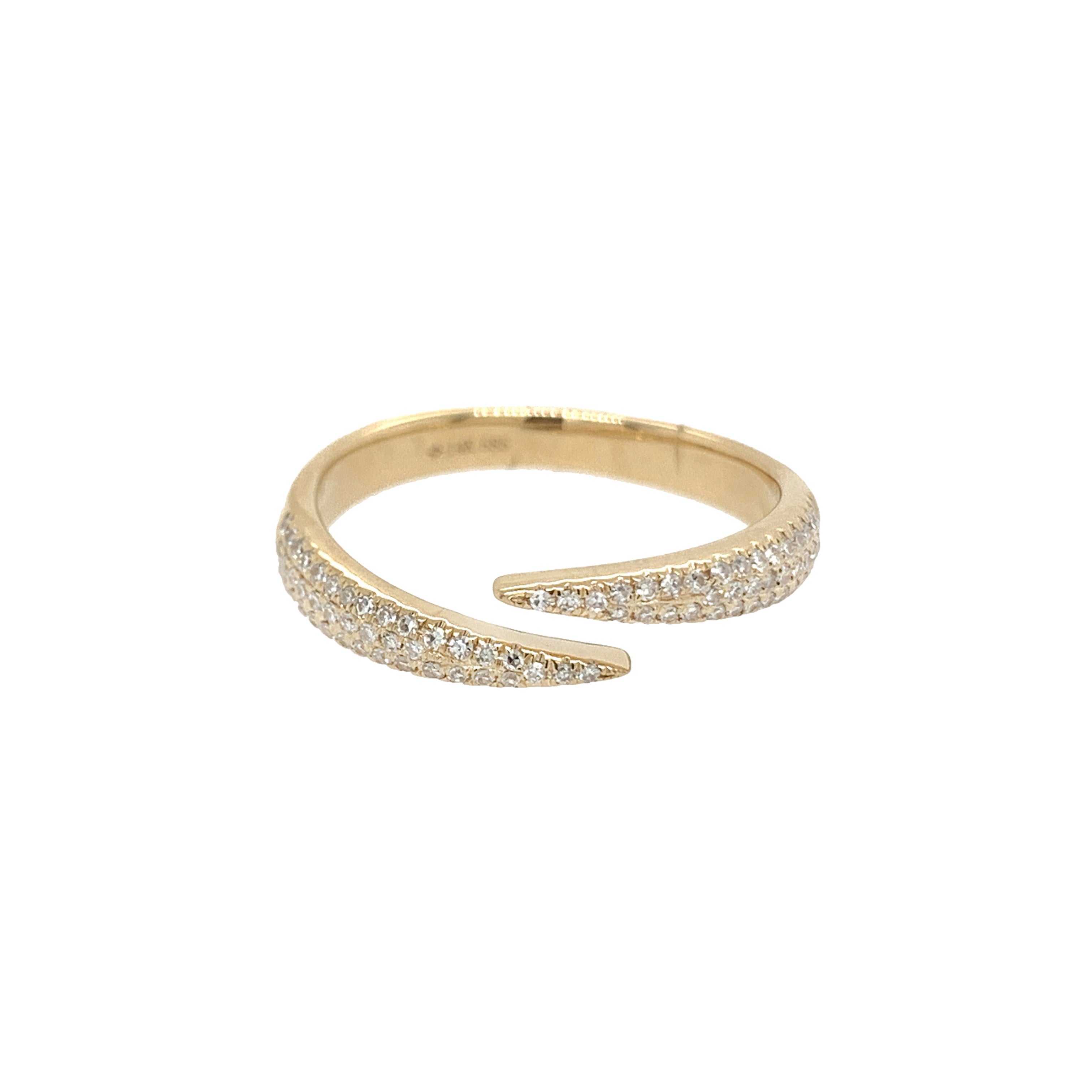 Yellow Gold Pave Diamond Bypass Ring  14K Yellow Gold 0.17 Diamond Carat Weight 0.16" Width