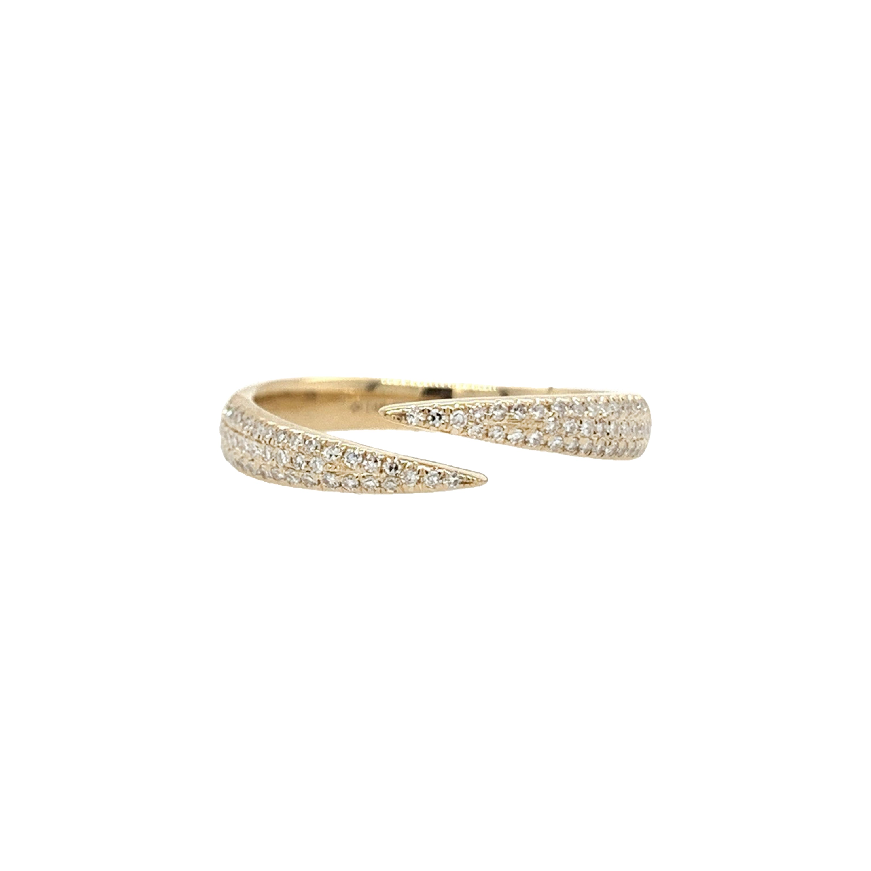 Yellow Gold Pave Diamond Bypass Ring  14K Yellow Gold 0.17 Diamond Carat Weight 0.16" Width