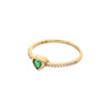 Emerald Heart Bezel on Pave Diamond Band Ring  14K Yellow Gold 0.30 Emerald Carat Weight 0.06 Diamond Carat Weight Heart: 0.20" Diameter