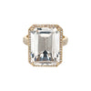 White Topaz & Pave Diamond Emerald Cut Ring  14K Yellow Gold 13.96 Topaz Carat Weight 0.32 Diamond Carat Weight 0.12" Thick Band 0.72" Long X 0.56" Wide