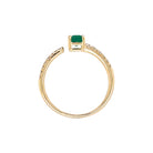 14K Gold Open Band Emerald & Pave Diamond Ring  14K Yellow Gold 0.14 Diamond Carat Weight 0.60 Emerald Carat Weight Emerald: 0.24" Length X 0.17" Width