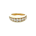 White Enamel & Full Cut Diamond Swirled Ring  14K Yellow Gold 2.15 Diamond Carat Weight White Enamel 0.35" Width