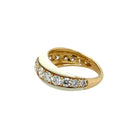 White Enamel & Full Cut Diamond Swirled Ring  14K Yellow Gold 2.15 Diamond Carat Weight White Enamel 0.35" Width