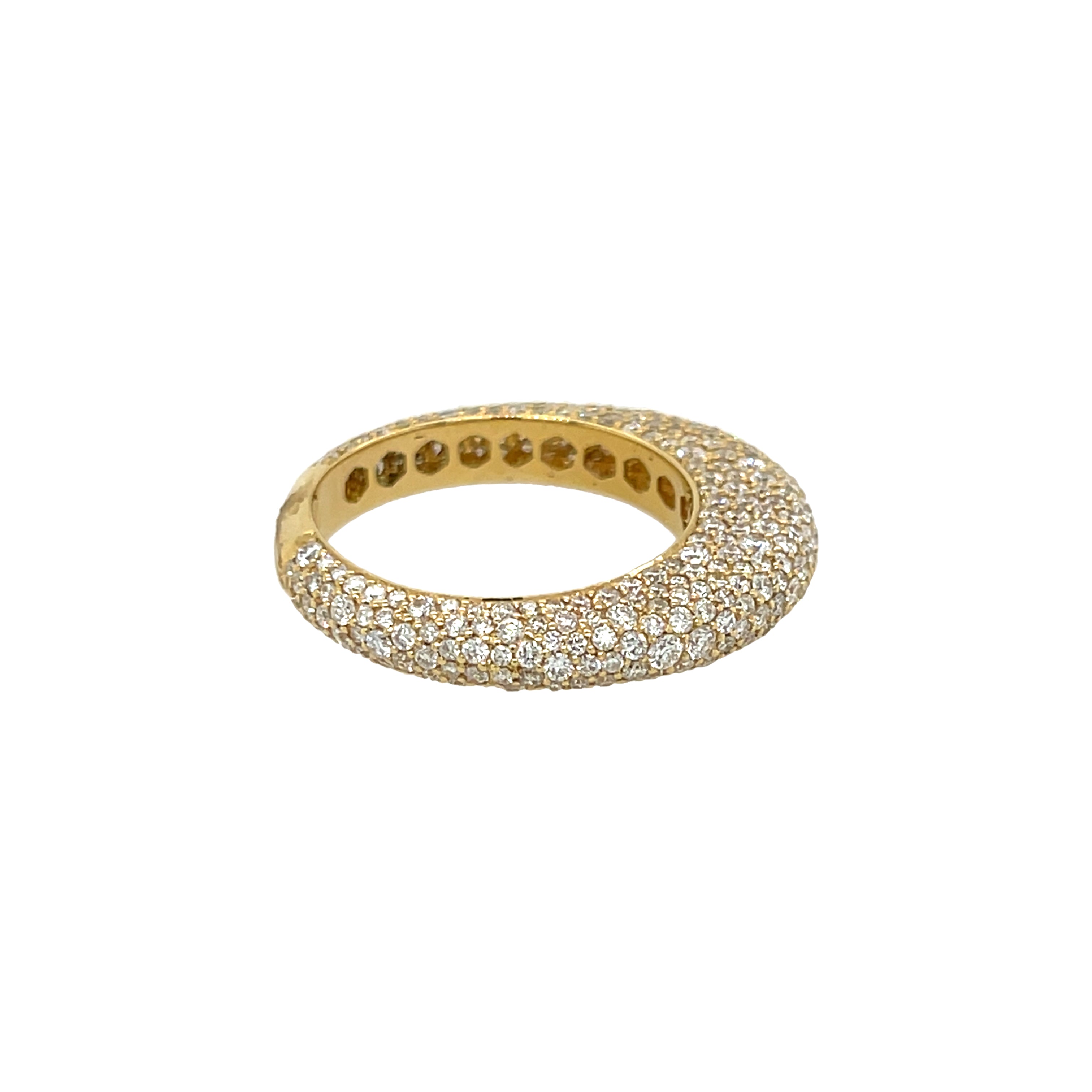 Pave Diamond Flattened Dome Ring  18K Yellow Gold 2.36 Diamond Carat Weight 0.16" Width