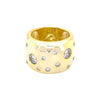Gold Cobblestone Ring  Yellow Gold Plated over Silver Cubic Zirconia 0.57" Width