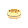 Pave Crystal Stripe on Wide Gold Band Ring  Yellow Gold Plated Cubic Zirconia 0.25" Width