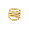 Multiband Crossover Ring  Yellow Gold Plated 0.80" Width