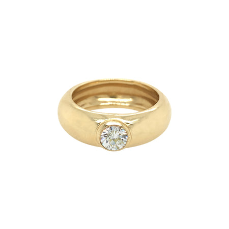 Round Clear Stone Ring  14K Yellow Gold Cubic Zirconia
