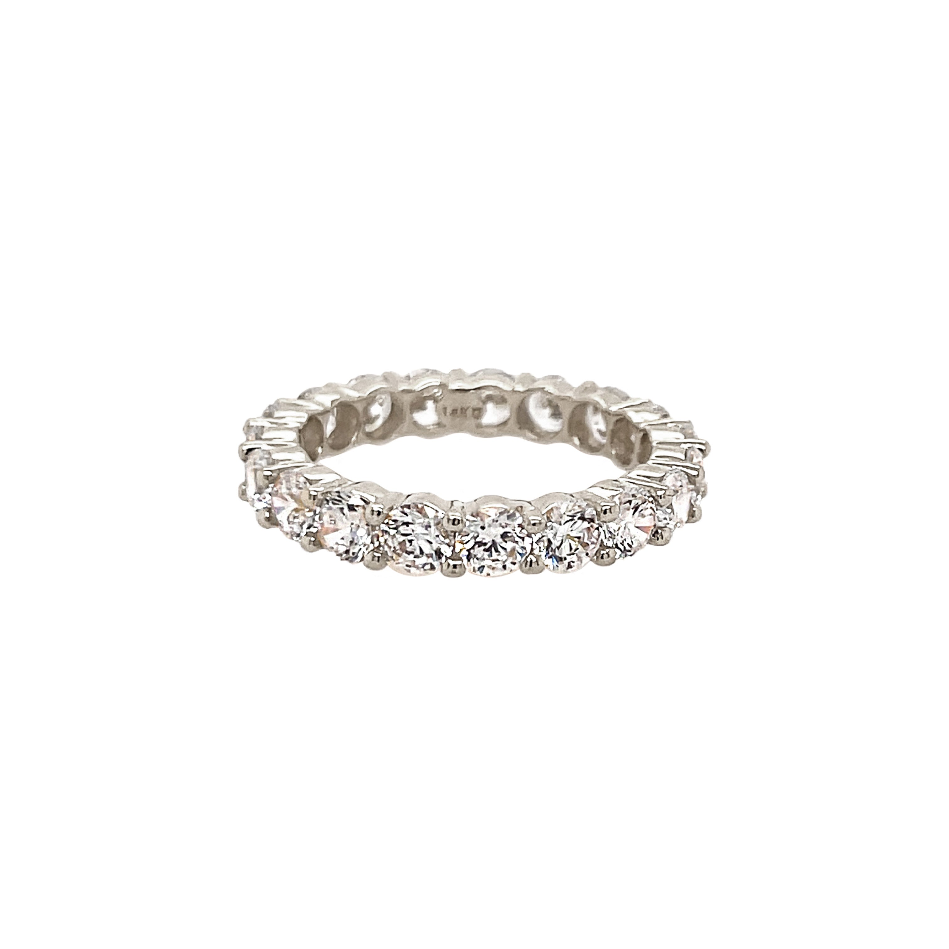 Round Stone Eternity Ring with 14K Gold Band 14K White Gold Cubic Zirconia Stones: 0.15" Diameter